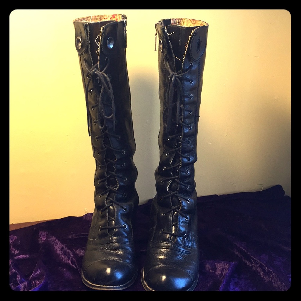 * RARE Vintage Seychelles lace up witchy boots